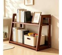Two-tier solid wood table shelf with reinforced back panel, space-saving top unit for student dormitories and offices in the kitchen