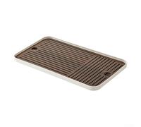 Two Tier Tea Drain Board Wood Plastic 39cm Wooden Slatted Tea Tray with Plastic Base Rectangular Tea Drip Tray for Teapot Cup 39x22cm Double Layer Tea Water Drainage Detachable Wood Tea Drainer for
