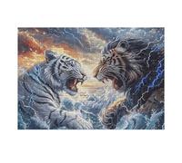 Two Tigers 300 Piece Jigsaw Puzzle for All Ages Housewarming Party Activity Group Bonding Smooth Edges Home Decor Icebreaker 300 PCS