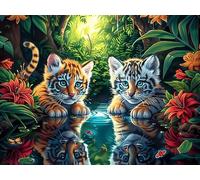 Two Tigers 300 Piece Premium Jigsaw Puzzle Luminous Enchanted Beasts Adult Jigsaws Brain Training Hobby Home Decor Winter Gift Unique Shaped Recycled Material 300 PCS/40x28cm