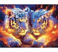 Two Tigers 500 Piece Premium Jigsaw Puzzle Vibrant Fantasy Animals For Men Educational Decompression Adults Anxiety Memory Care Mothers Valentines Premium Cardboard 500 PCS/52×38cm