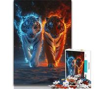 Two Tigers Adult Puzzles 1000 Pieces,Help The Brain Exercise Addictive Toys to Cultivate Patience Parent-child Interaction (38x26cm)