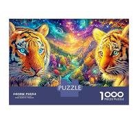 Two Tigers Facing A Cosmic Valley 1000 Piece Jigsaw Puzzle The Forest King Recycled Cardboard, Great Gift for All Ages 70x50cm/1000pcs