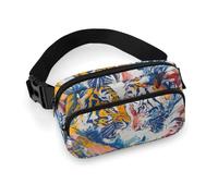 Two Tigers Painting Fanny Pack for Men Women, Durable Sling Chest Bag with Adjustable Strap & Large Pocket, Small Crossbody Bag for Running, Hiking, Cycling, Travel