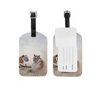 Two Tigers Resting A Tall Grass Luggage Tags Leather Travel Suitcase Baggage Tag 1 Piece