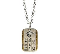 Two Tone 925 Sterling Silver Ancient Egyptian Gods Anubis Horus Pendant Necklace with Hieroglyphics for Men Women 60cm Chain