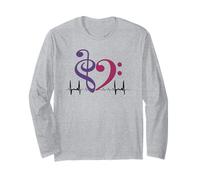 Two-Tone Bass Clef Heart EKG Waves Royal Purple & Mulberry Long Sleeve T-Shirt