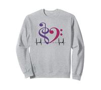 Two-Tone Bass Clef Heart EKG Waves Royal Purple & Mulberry Sweatshirt
