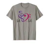 Two-Tone Bass Clef Heart EKG Waves Royal Purple & Mulberry T-Shirt