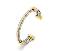 Two Tone Cable Cuff Bracelet for Women Men Trendy Mixed Metal Cuff Bracelet Adjustable Twisted Open Statement Bracelets Jewelry