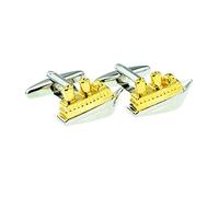 Two Tone Cruise Ship Cufflinks Presented in a Box