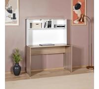 Two Tone Desk Home Office Study Storage Hutch White & Oak FWStyle Brown One Size