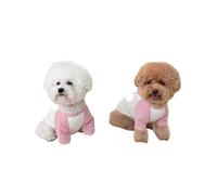 Two-Tone Dog Pullover, Autumn Warm Two-Legged Vest for Teddy & Bichon Frise, Embroidered Pet Bottoming Shirt(Pink,L)