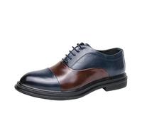 Two Tone Dress Oxford Formal Shoes for Mens French Leather Party Cap Toe Design Block Heel Shoe for Business Office Party Wedding Fashion Lace Up(7 UK)