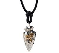 Two Tone Egyptian Golden Left Eye of Horus Necklace 925 Sterling Silver Arrowhead Spearhead Pendant for Men Women with Black Cord