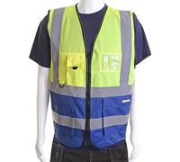 TWO TONE EXECUTIVE WAISTCOAT SAT YELLOW/ROYAL 6XL