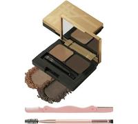 Two-Tone Eyebrow Powder Palette Light Dark Brown Compact Kit - Complete Grooming Set With Dual Ended Brush Angled Tool Spoolie Comb Mirror For Precise Shaping Filling Blending