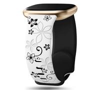Two-Tone Floral Engraved Band Compatible with Fitbit Versa 2 Bands, Cute Flower Soft Silicone Sport Strap Bracelet Wrist Band for Fitbit Versa 2/1/ Lite/SE Women Men