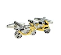 Two Tone Gold & Silver Coloured Sports Motorbike Cufflinks Presented in a Box