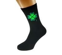 Two Tone Green Large Four Leaf Clover Design Socks Adult size UK 6-12 Euro 39-46 (X6N435)