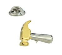 Two Tone Handle Hammer Tools Handyman Carpenters Lapel Pin Badge AJTP419