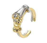 Two Tone Handshake Symbol Rings Hypoallergenically Alloy Materials Lightweight Jewelry for Partners Gold Silver Embraces Rings