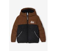 Two-tone Hooded Jacket with Recycled Polyester Padding, for Boys brown