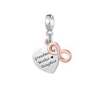 Two-tone Infinity Heart Grandmother Mother Daughter Eternal Love Double Dangle Charm Compatible with Pandora Charms Bracelets