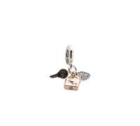 Two-Tone Key- Padlock & Heart Triple Dangle Charm - female - Pandora - Necklaces - White - ONE SIZE - Accessories ONE SIZE