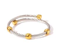 Two Tone Knot Twisted Bangle, 925 Sterling Silver Vintage Knot Bracelet, Adjustable Stainless Steel Two Tone Knot Bracelet, Timeless Bond Knot Bracelet for Women (D)