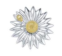 Two Tone Large Fashion Statement Garden Ladybug Sun Flower Daisy Scarf Pin Brooch For Women Silver Gold Plated