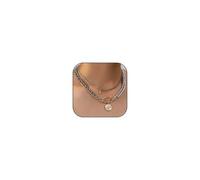 Two Tone Layered Necklace for Women Gold Coin Pendant Necklaces Chunky Paperclip Cuban Chain Necklace Trendy Statement Jewelry Gifts, L, Copper, No Gemstone