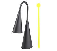 Two Tone Metal Double Bell Cowbell Percussion Musical Instrument With Striker For Children Kids Play Music Education Toy Black Yellow 18 x11 x 5 cm