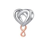 Two-tone Openwork Infinity Heart Charm Compatible with Pandora Charms Bracelets