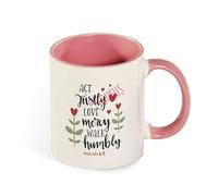 Two Tone Pink Act Justly Love Mercy Walk Humbly Bible Verse Funny Coffee Mug Cup, Tea Mug Gift 11 OZ