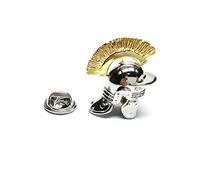 Two Tone Rhodium & Gold Plated Roman Helmet Lapel Pin Badge with gift box