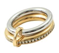 Two-Tone Ring Full Circle Stones 18k Gold Plated Stainless Steel Statement Stackable Ring Modern Jewelry Gift for Women