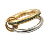 Two-Tone Ring Full Circle Stones 18k Gold Plated Stainless Steel Statement Stackable Ring Modern Jewelry Gift for Women