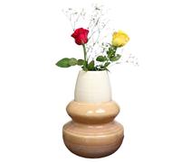 Two Tone Sand Ceramic Bottle Vase, Reactive Glaze, Brown and White, 16x21x16cm, Modern Country Home Decoration