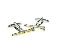 Two Tone Silver & Gold Clarinet Design Cufflinks in a Personalised Engraved Cufflink Box