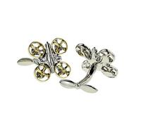 Two Tone Silver & Gold Drone Cufflinks Presented in a Black Leatherette Cufflink Box