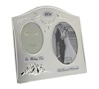 Two Tone Silverplated 60th Diamond Wedding Anniversary Double Photo Frame FS55060