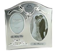 Two Tone Silverplated Wedding Anniversary Gift Photo Frame - "Our Anniversary"