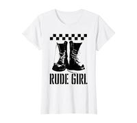 Two Tone Ska Rude Girl Boots T-Shirt, Women, White, Medium