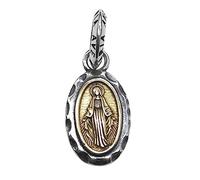 Two Tone Small Miraculous Virgin Mary Pendant 925 Sterling Silver Ave Maria Virgen de Guadalupe Charm for Men Women