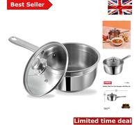 Two-Tone Stainless Steel Saucepan with Lid - 14 cm, Induction Friendly - 1100 ml