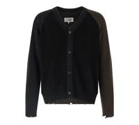 Two-Tone Suede Patch Cardigan- male- MM6 Maison Margiela- Cardigans- Multicolor- L- Knitwear L