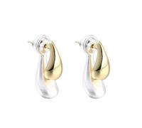 Two-Tone Teardrop Earrings For Women Lightweight Drop Earrings Front-to-back 2 in 1 Hypoallergenic Earrings Fashion Jewelry Chunky Hoop Earring Dangle Water Drop, Copper, No Gemstone