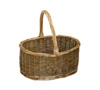 Two Tone Unpeeled Willow Shopping Basket, 37x38x30cm, Woven Wicker, Oval Shopper with High Handle, Unlined