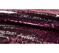 Two Toned Mermaid Fish Scale Sequin Fabric Material - Coral Silver, 1Mtr - 140cm x 100cm